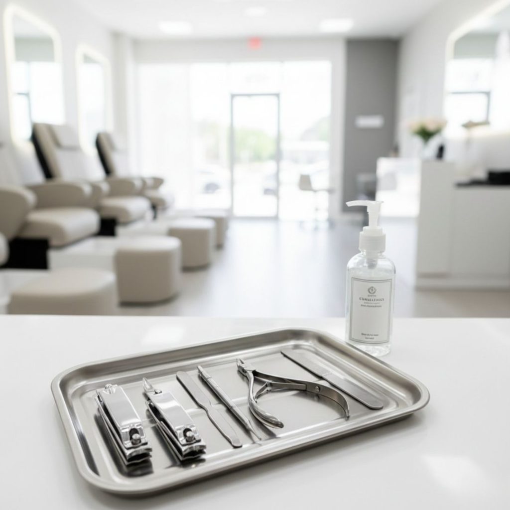 Sterilized salon tools ensuring hygiene for Aurora pedicures